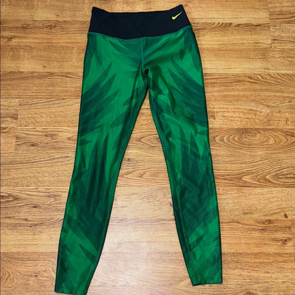 Nike Dri-Fit Black and Green Women's Leggings